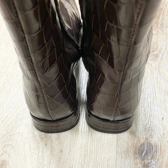 Staud Crocodile Embossed Leather Boots In Dark Brown 9 NWOB - Picture 5 of 6